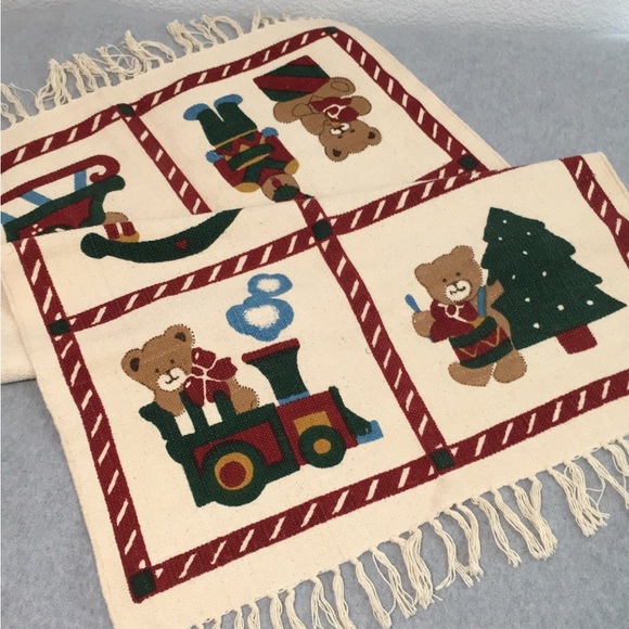 None Other - Christmas Fringe Rug Accent Decoration Holiday Bear